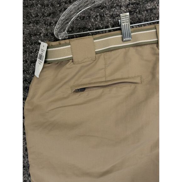 LL Bean Pants Womens Large Beige Tropicwear Capri Elastic Waist Belted Nylon NWT - Picture 11 of 12